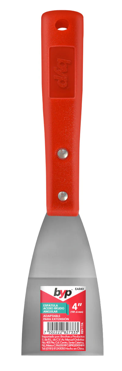 Espátula angular acero rígido con mango de plástico adaptable para extensión