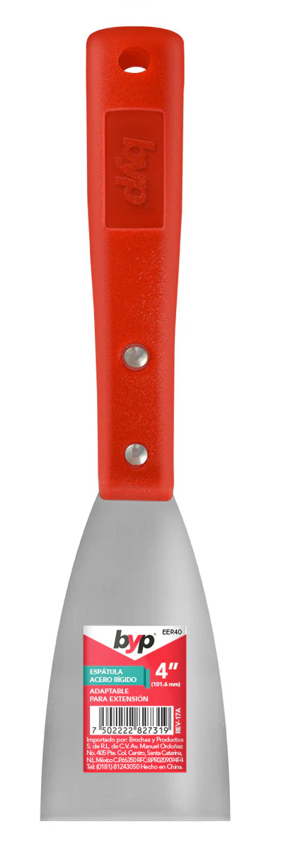 Espátula recta acero rígido con mango de plástico para extensión