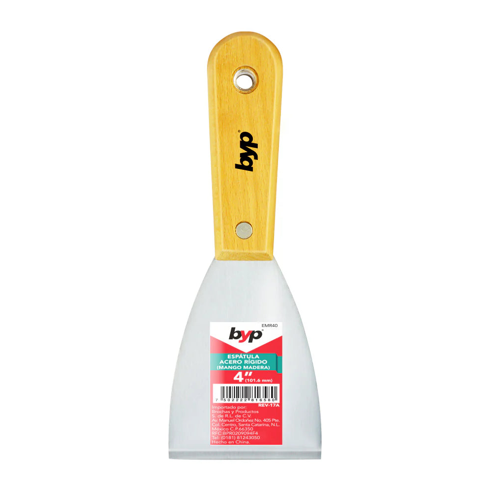 Espátula acero rigido con mango de madera