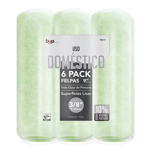 Felpa de uso doméstico para superficies lisas (Paquete con 6 piezas) 3/8